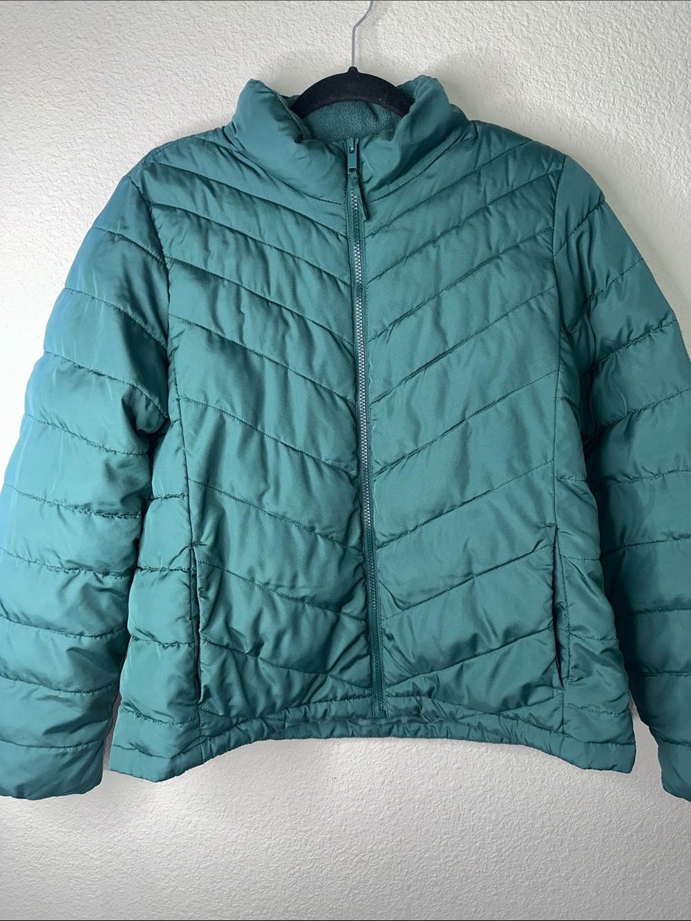 GAP Teal Quilted Chevron Puffer Jacket